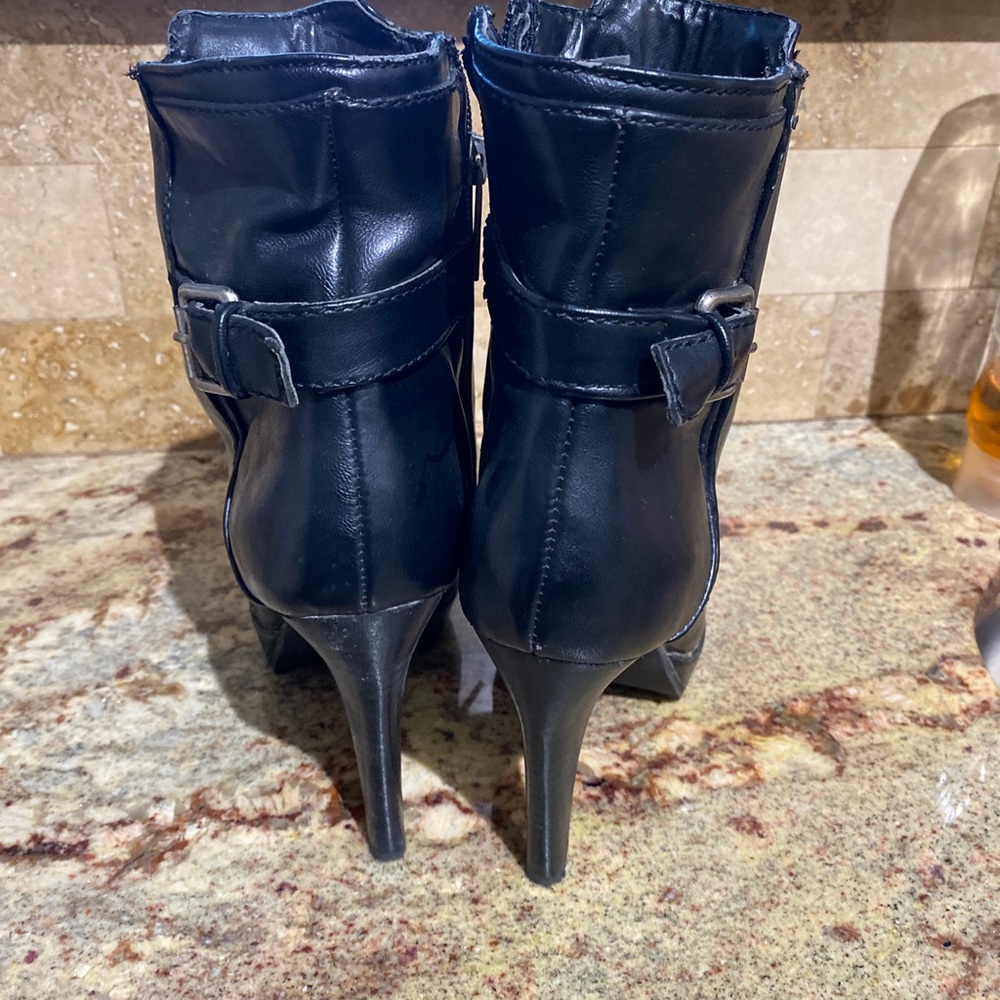 Nine West Womens Black  Leather Platform Boots 5" Heel Round Toe Size 6 - Picture 6 of 14